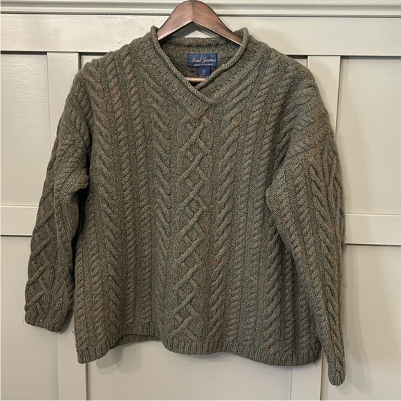 Paul James 100% Wool Cable Knit Sweater Made in England Size Medium - Picture 1 of 7